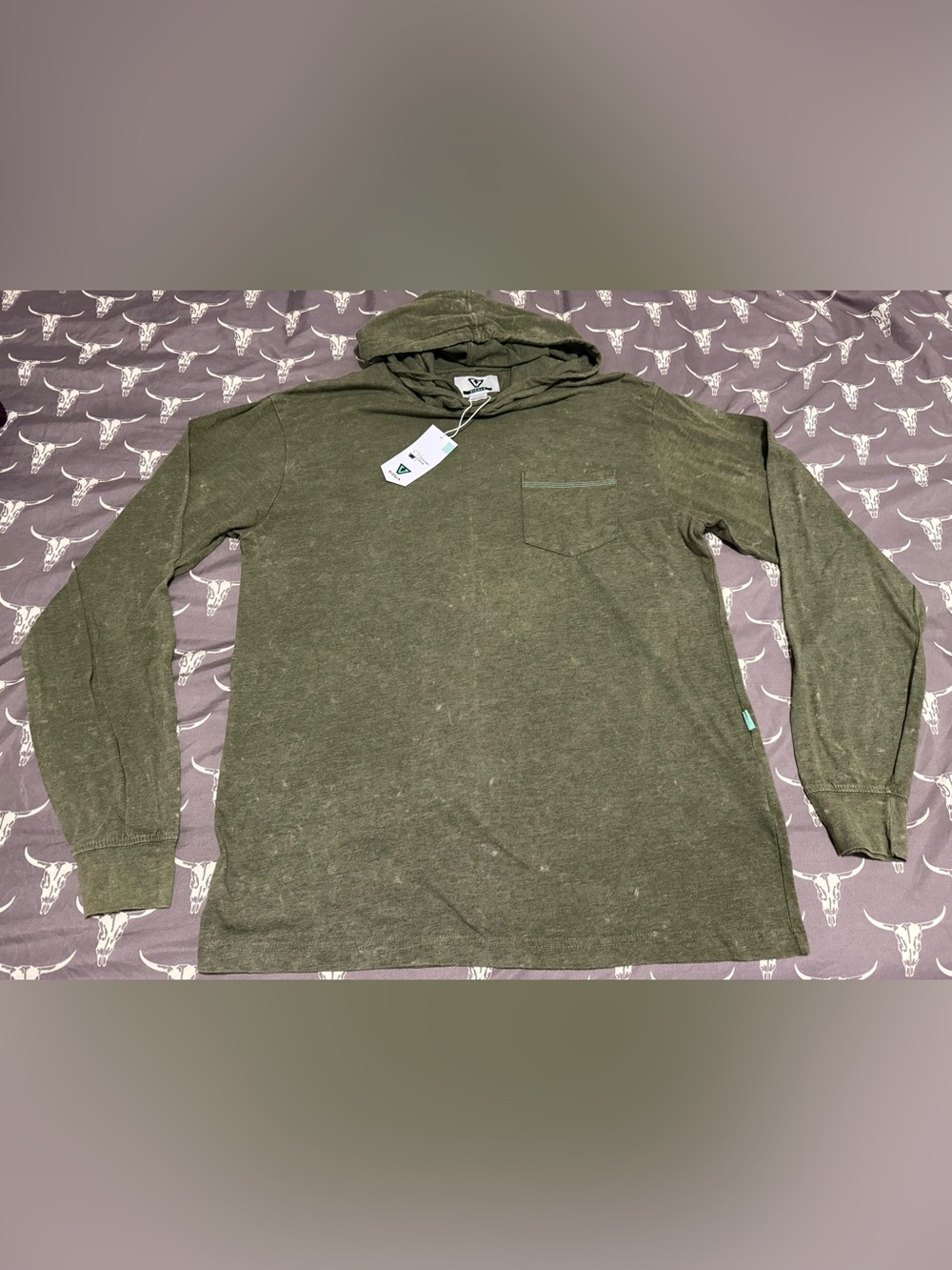 VISSLA Solid Sets Knit Pullover Vintage Wash - Olive Mens M NWT